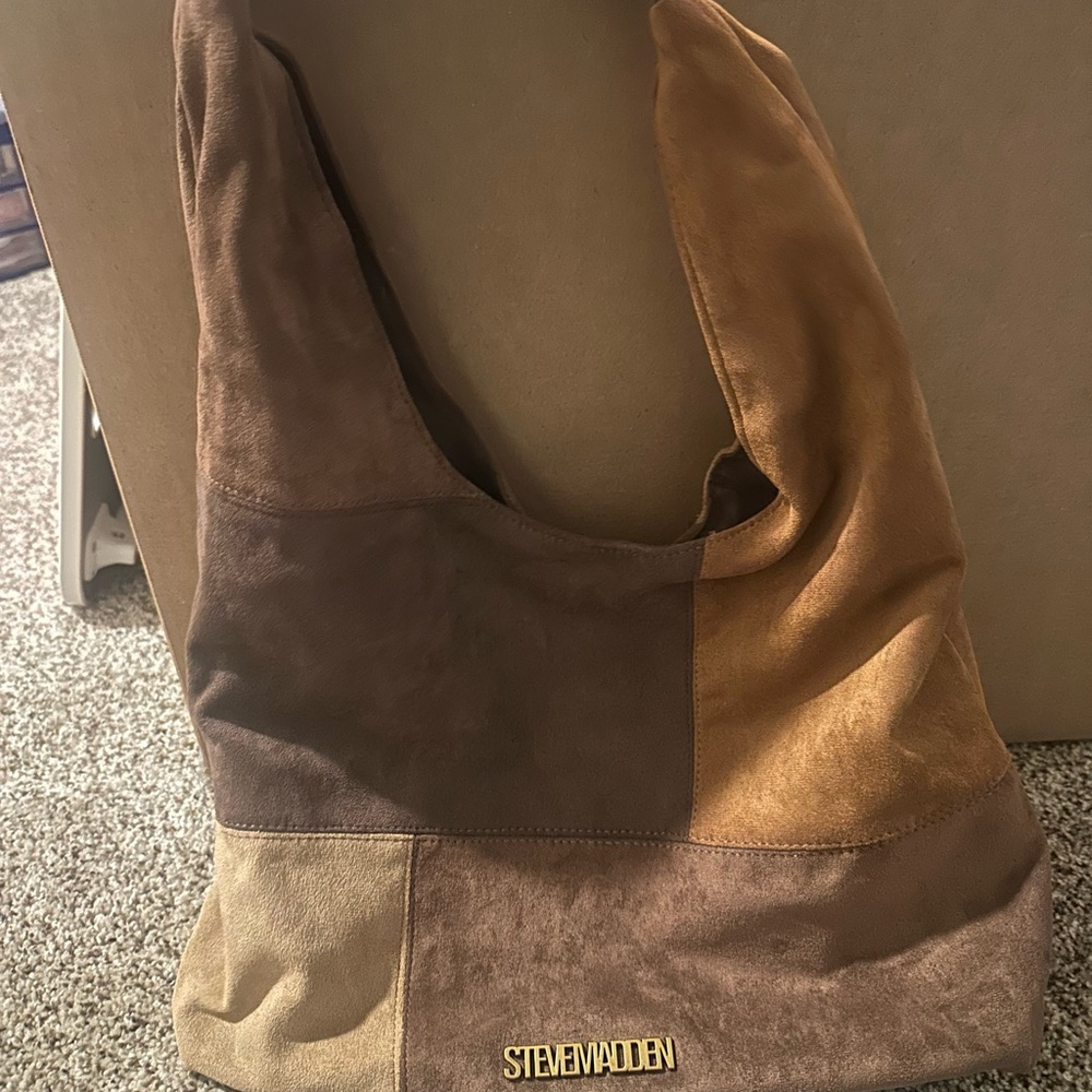 Steve Madden Multitone Brown Suede Tote